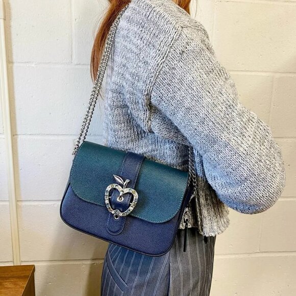 COACH C6797 GEMMA CROSSBODY IN COLORBLOCK WITH APPLE BUCKLE FOREST/MIDNIGHT NAVY - Picture 1 of 8